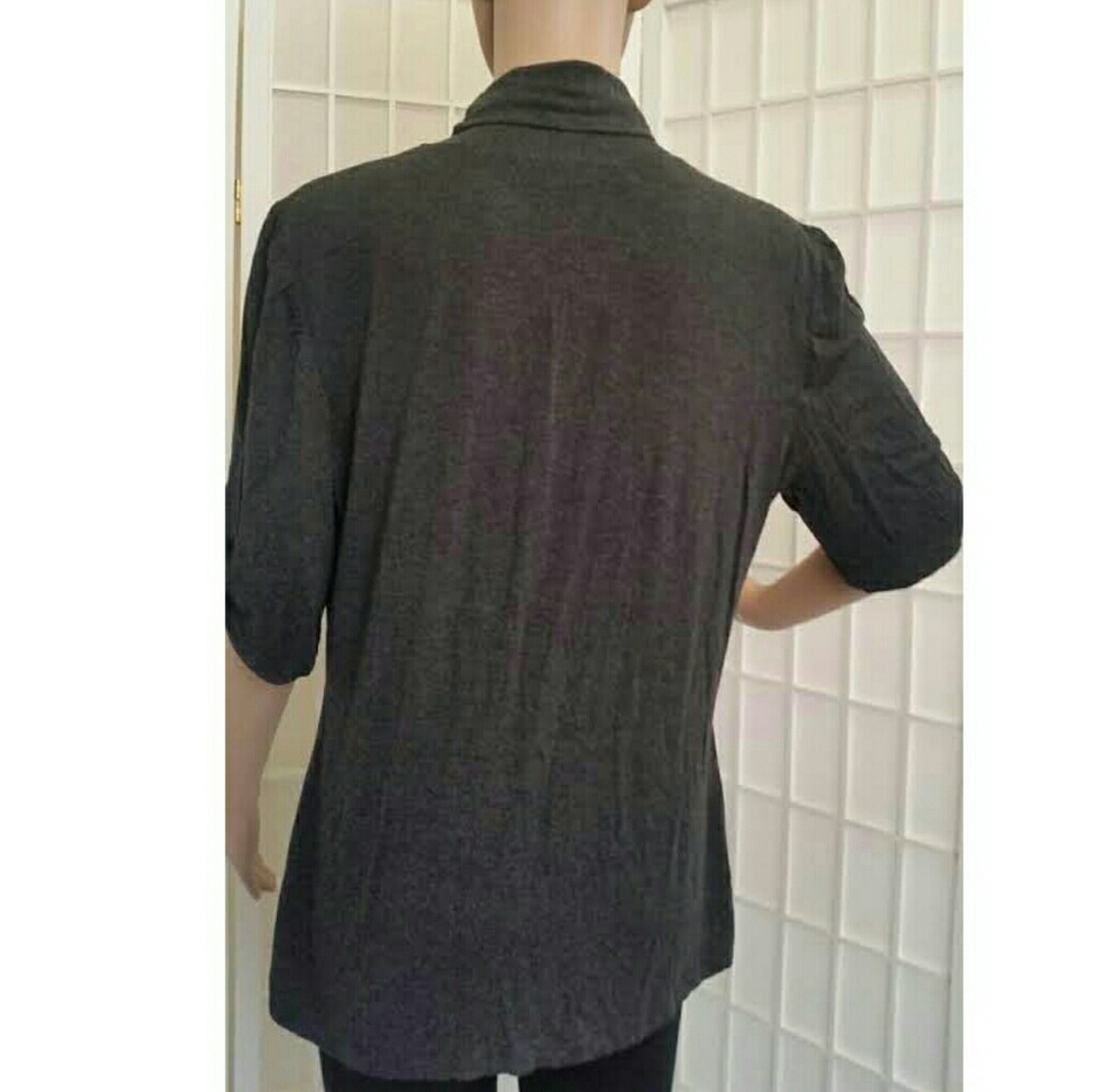 Dark gray grey top shirt 3/4 sleeve - Picture 3 of 8